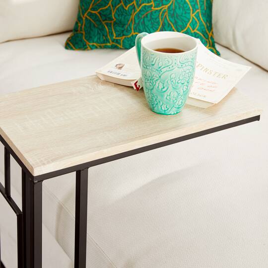 Black Iron & Wood Contemporary Accent Table